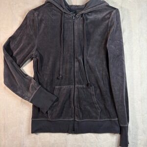 Rue 21 Y2K Brown Velour Full Zip Up Hoodie Women's Lounge Casual Active Comfy